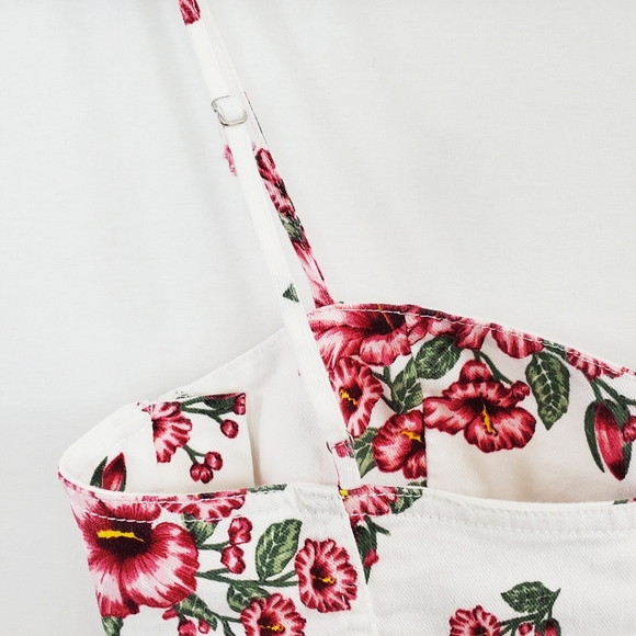 Hawaiian H&M White Denim Floral Fitted Mini Dress - Picture 7 of 9